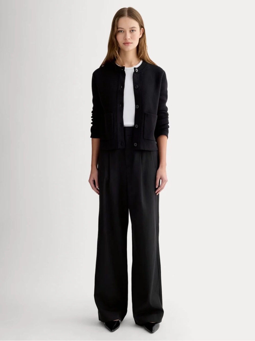 Everlane Way-High Draper Pleated Drape Pant Buttersmooth Black 2 Short 30” NWOT